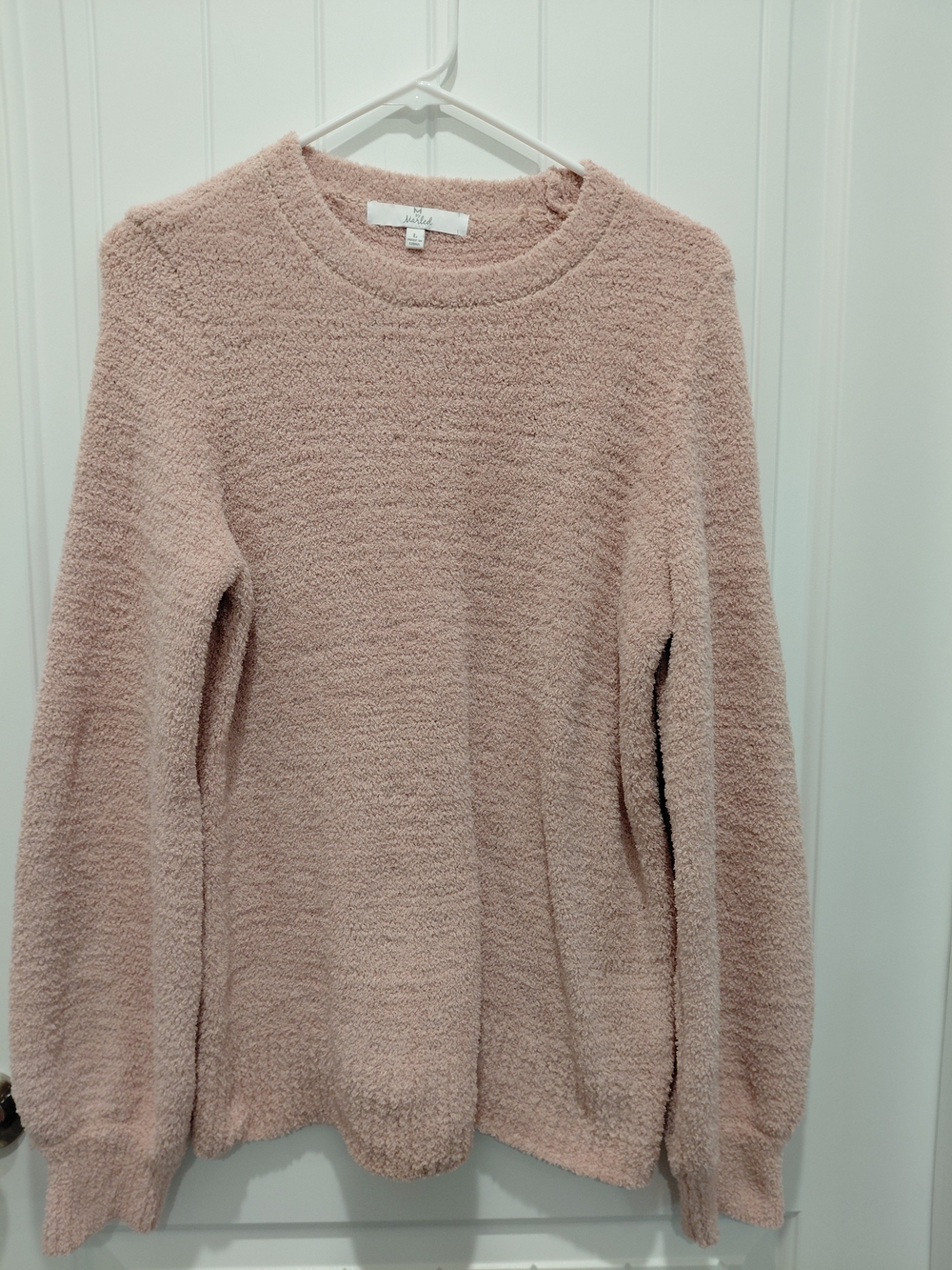 Cozy Bouclé Crewneck Sweater - Blush Pink #0987